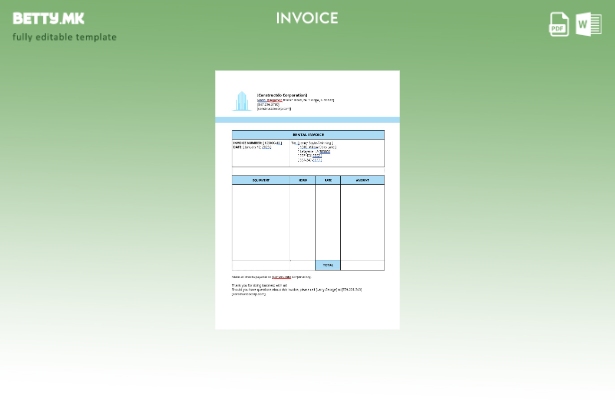 Шаблон за фактура за изнајмување опрема во модерен стил